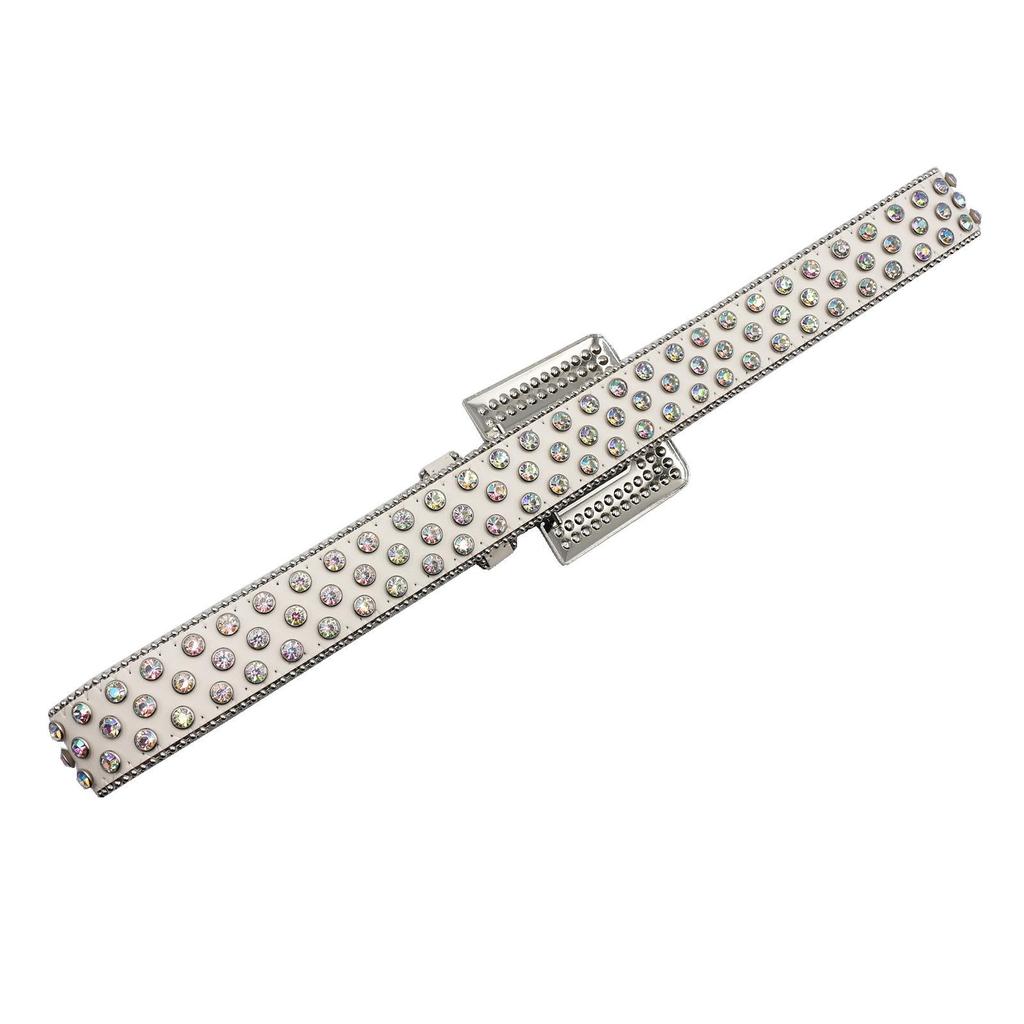 European & American Rhinestone Square Buckle Leather Belt - Sequin Punk Rock Style