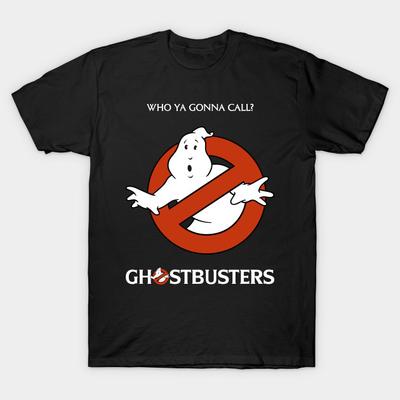 Men Black Print T-shirt Ghostbusters No-Cut Transfer Paper Print Cotton Tshirt