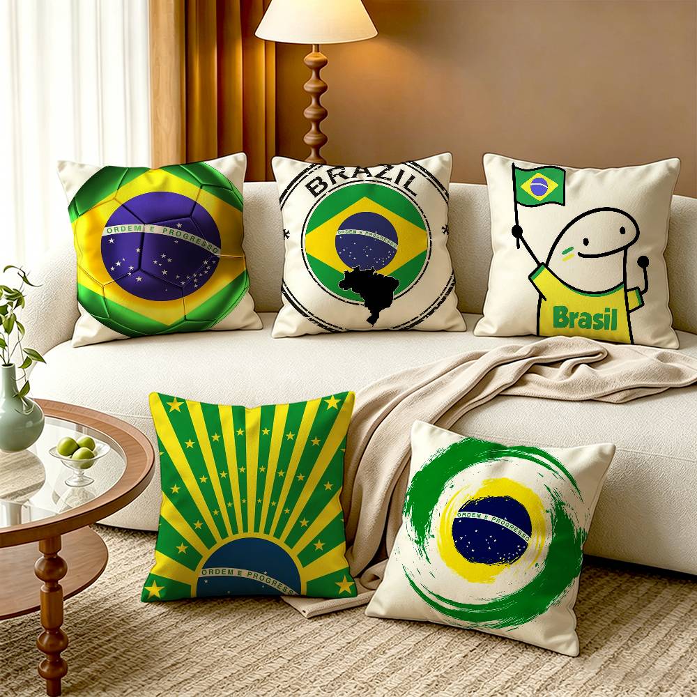 BBrazil FFlag Cotton Linen Square Pillow Covers Home Decor Gifts