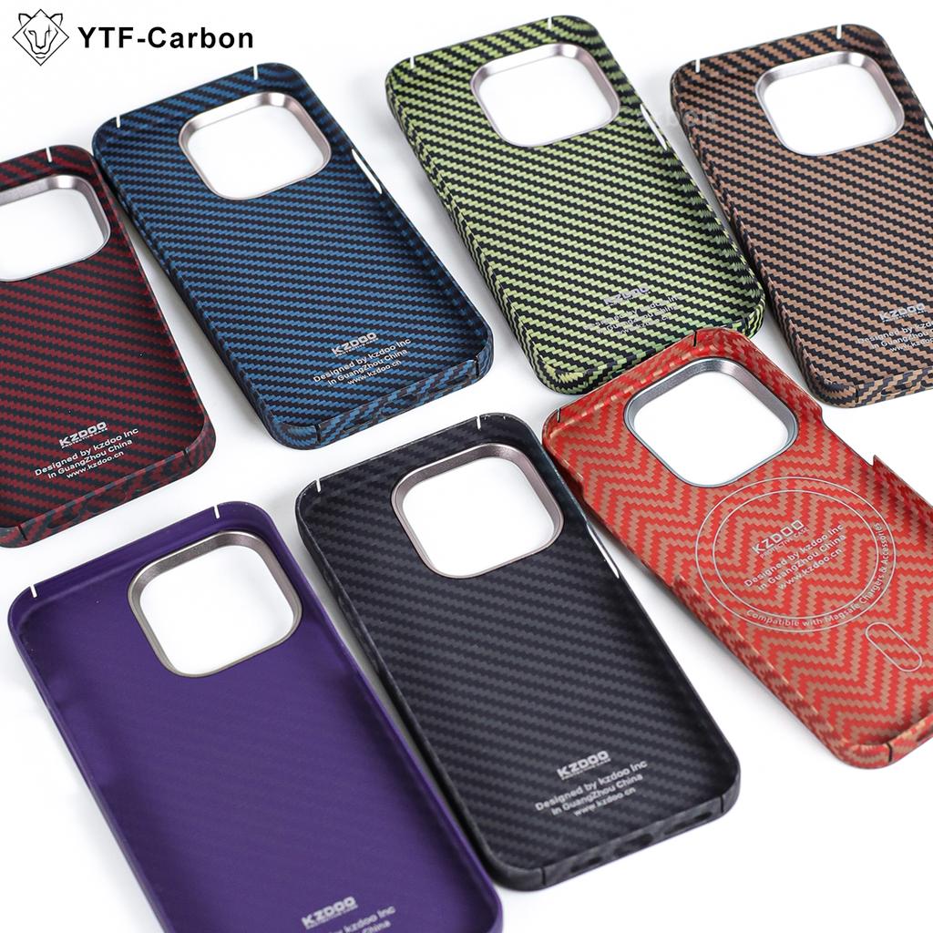 YTF For iPhone 12 Pro Max/13 Pro/14 Pro Max/15 Pro Max/16 Pro Max Genuine Carbon Fiber Aramid Case Ultra Thin Protective Cover