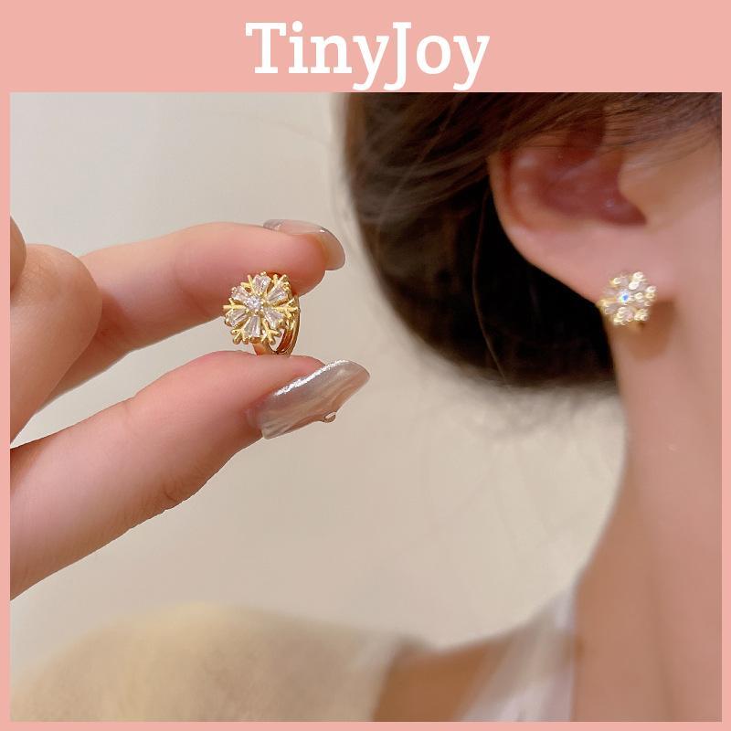 Elegant Korean Style Ear Accessories With Zircon Snowflake Design