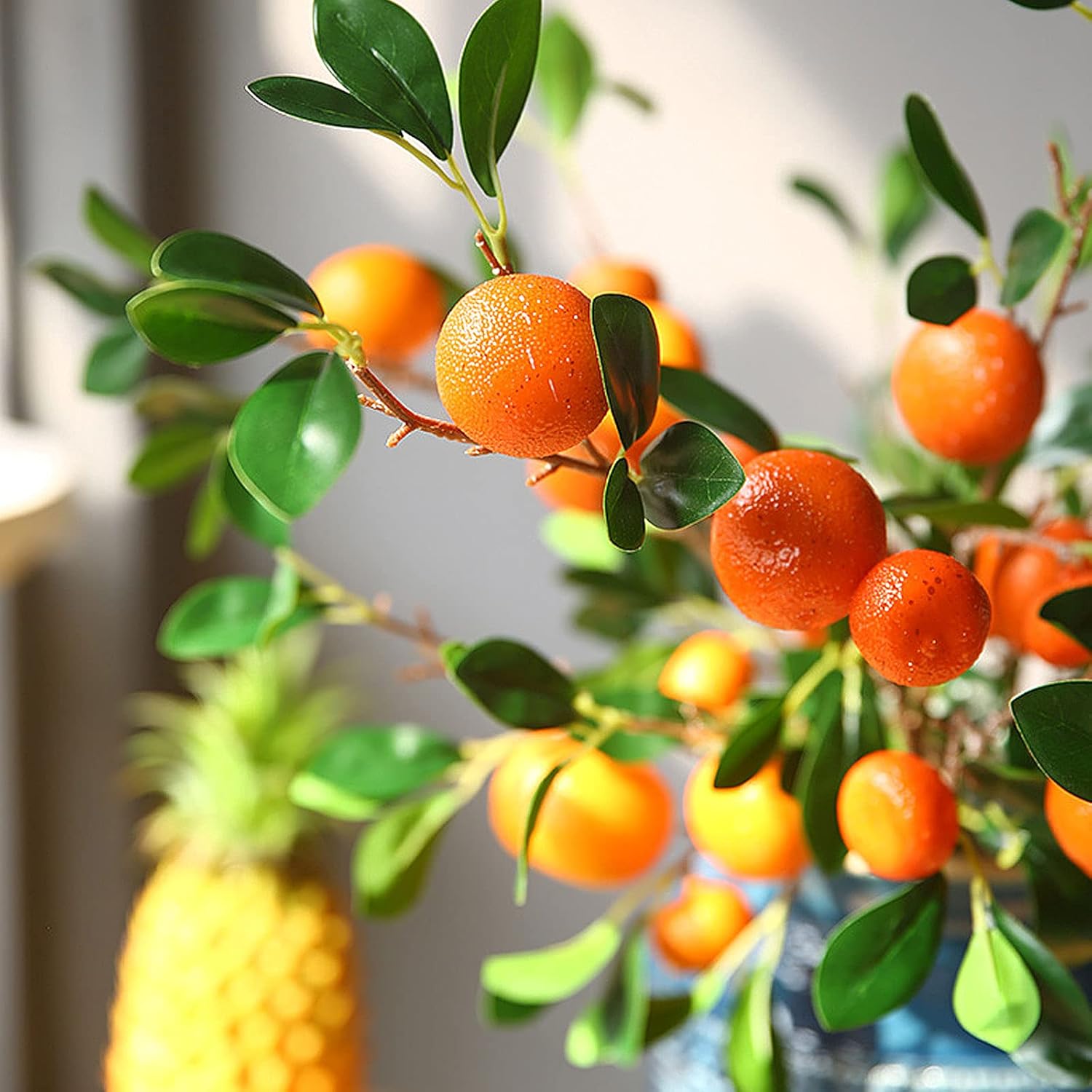 

VEUSBJ Набор из 3 искусственных апельсиновых веток, 34 дюйма, искусственные цветы, имитация апельсиновых плодов, реалистичный реквизит для искусственных фруктов для декора дома, свадьбы, вечеринки, 87 см,