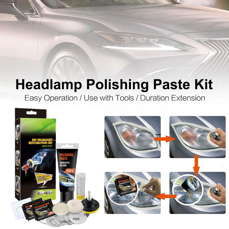 Headlight Polishing Kit Headlights Lens Restore Cleaner Automobile Polish Repair Tool Restore Sun Damaged Masking Tape Light