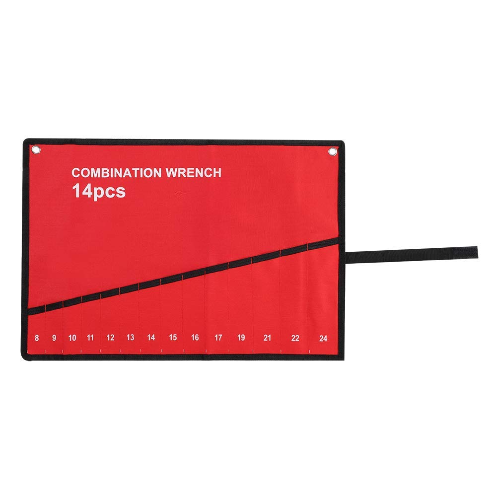 TOPINCN Tool Bag with Wrench Tool Storage Bag with and Wrench Canvas Organizer Roll-Up Holder, Multi-Pocket Roll-Up Spanner, Pliers, Holders, (14