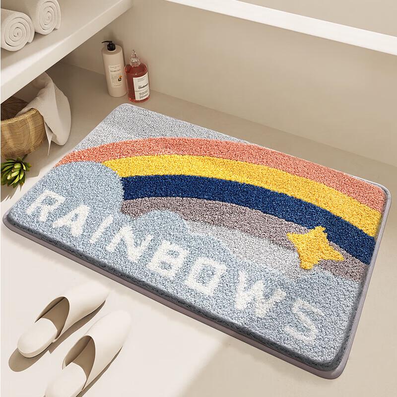 Star Rainbow Flocking Absorbent Floor Mat