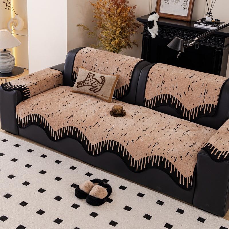 

Straight Row Special-Shaped Sofa Cushion, Advanced Sense Anti-Cat Scratch Seat Cushion New Fixed Non-Slip Four-Season Universal Cover Towel 70*70cm