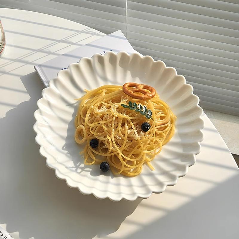 Ahundjiaz-Nordic Pure White Ceramic Plate Set, Dessert, Breakfast, Pasta, Western, Home Tableware, Kitchen Plates Sets