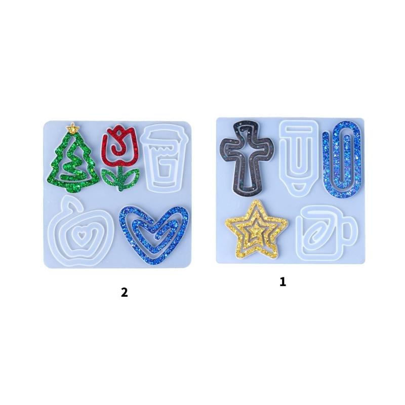 Earrings Silicone Molds Jewelry Making Mold Paper Clip Shape Pendant Moulds Silicone Texture Present for Art Enthusiasts