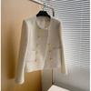 2026 Womens Chic Tweed Short Jacket Round Neck Double-Breasted A-Line Blazer Casual Elegant Outerwear