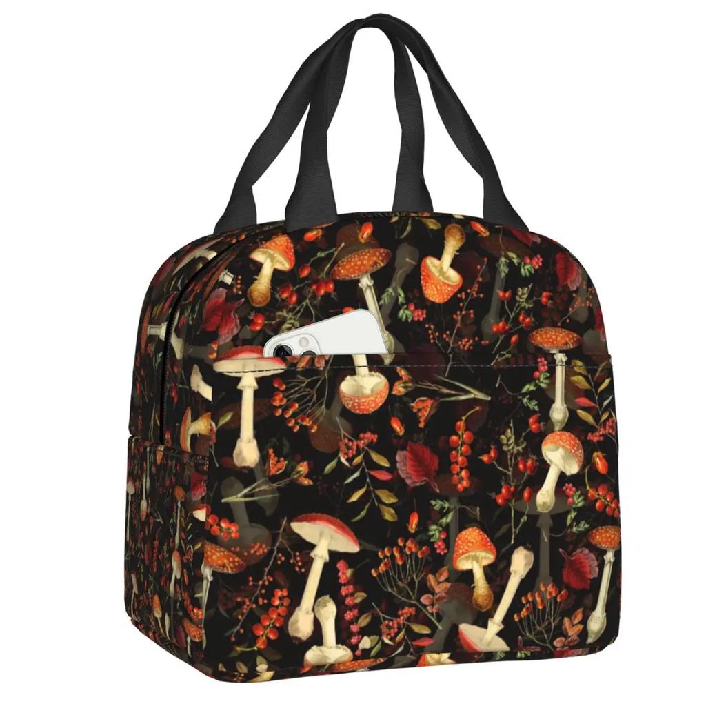 Mushroom Forest Insulated Lunch Bag for Women Leakproof Thermal Cooler Bento Box Office Picnic Travel