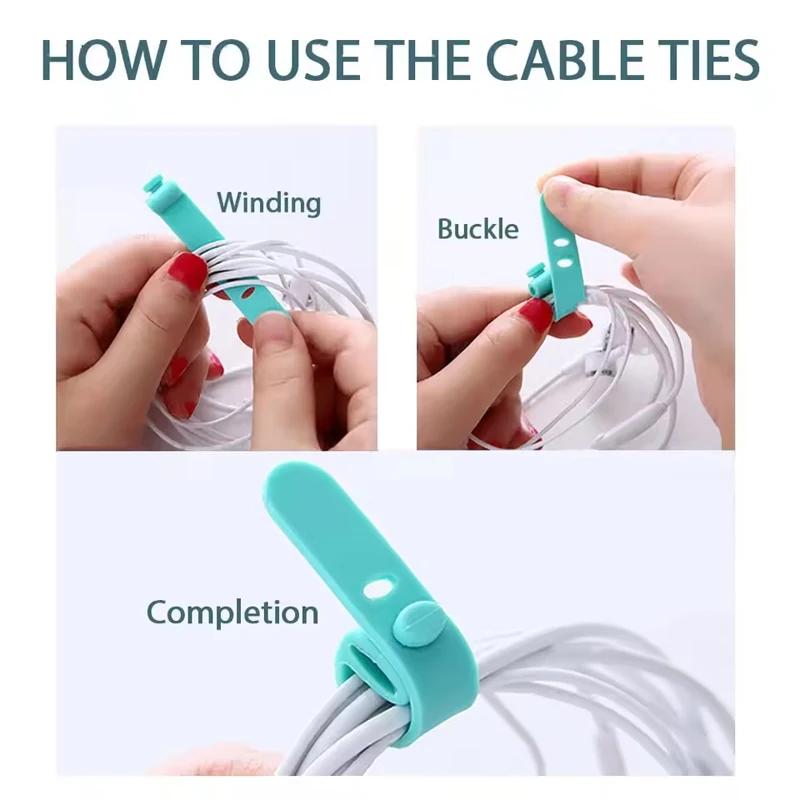 20Pcs Cable Organizer Ties Clip Charger Cord Management Silicone Wire Manager Mouse Earphone Holder Data Line Winder Straps