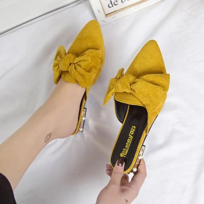 Fashion Low Heel Shoes Pointed Toe Slides Original New Style Casual Shoe 2025 Luxury Slip-resistant Women's Slippers and Ladies Sandals