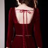 Toast Bridal Velvet 1011 New Skinny Long Sleeve Textured Burgundy Wedding Dress Women