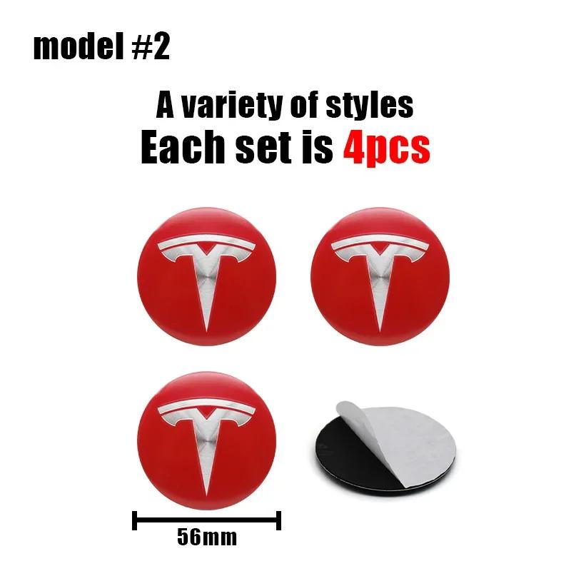 Car Sticker Tesla Car 56mm Emblem Wheel Hub Center Cap Stickers For Tesla Model S Model3 2024 Model Y X Tire Center Cover Badge