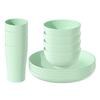 Eco Wheat Straw 12pcs Dinnerware Set Unbreakable Plates Bowls Reusable Plastic Tableware Lightweight for Family Gathering Party Use