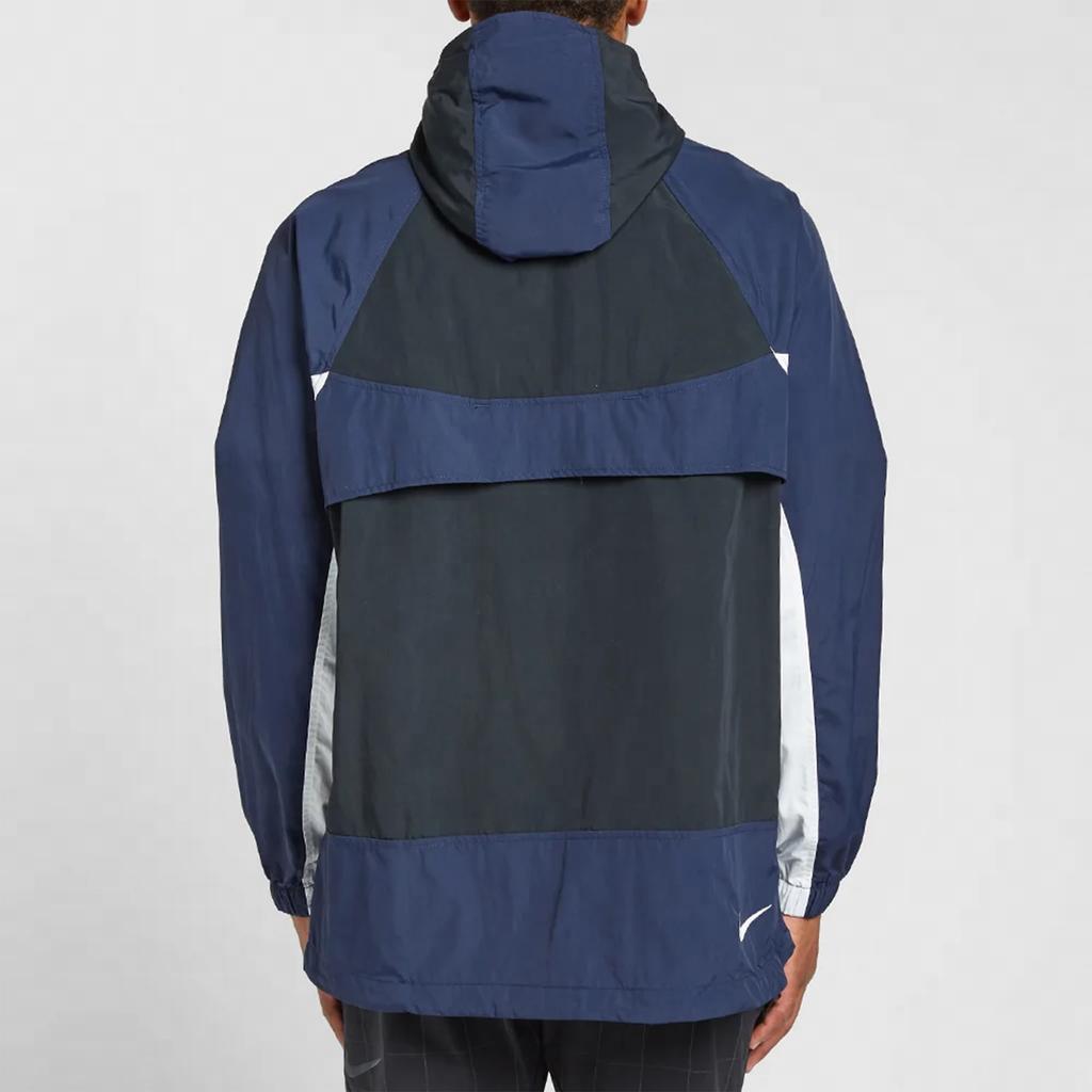 Nike Sportswear Retro Colorblock Loose Fit Half-Zip Hooded Jacket Men Outerwear Blue Black BV5386-010