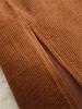 Autumn Winter Corduroy Women's Skirts with Belted High Waist Straight Classic Front Split Skirts Ladies Female