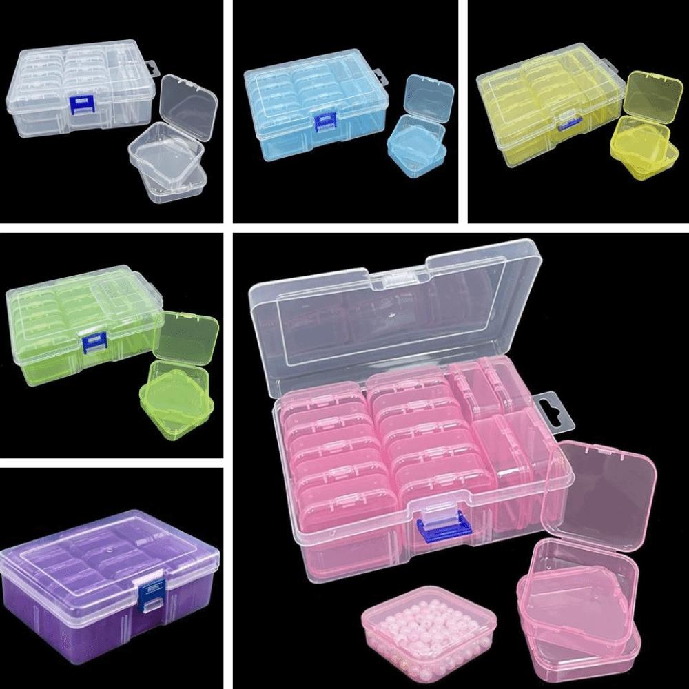 14pcs/set Multifunctional Transparent Plastic Storage Box Set with Sorting Compartments Dustproof 14pcs Organizer Containers