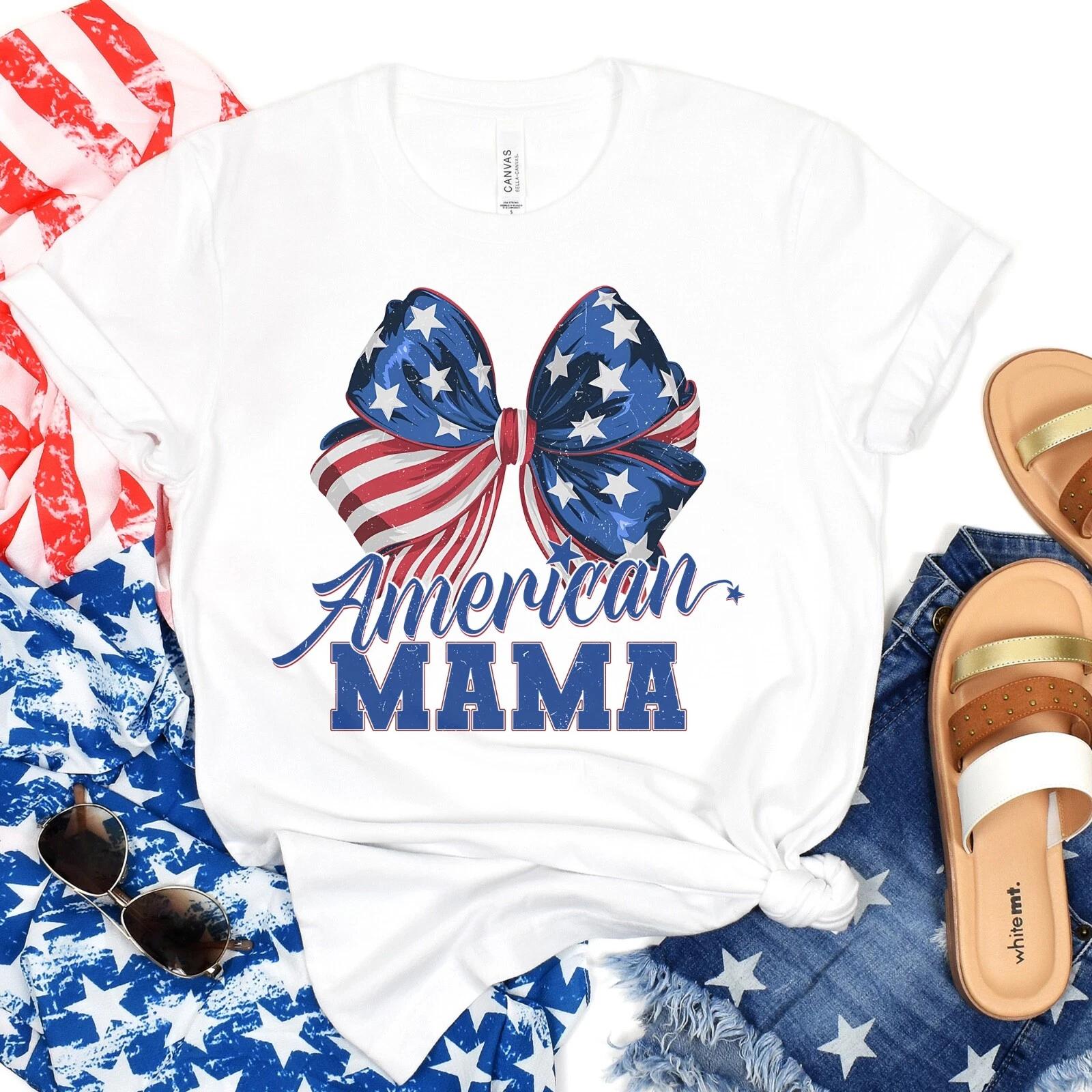 American Mama T-Shirt, Patriotic USA Mom Tee, 4th of July Shirt 3XL