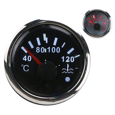 Water Temperature Display 2in Cooling Water Temperature Gauge 40‑120℃ Smart Alarm IP67 Waterproof 12V/24V 0‑190ohm Sensor