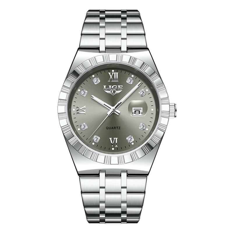 LIGE Damenuhr Quarz schlicht Luxus leuchtend Edelstahl Kalender wasserdicht Damenuhr Armbanduhr reloj