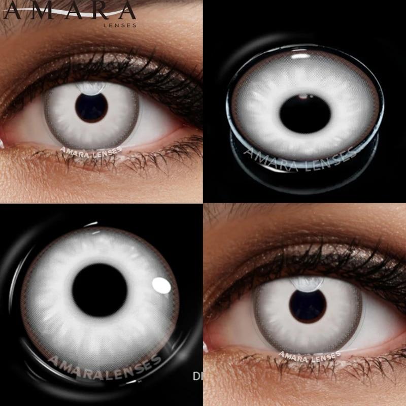 AMARA Cosplay Farbkontaktlinsen für Augen, Anime-Augenlinse, 1 Paar, weiße schwarze Linsen, Kontaktlinsen, kosmetische Farblinsenaugen HD53-GRAY