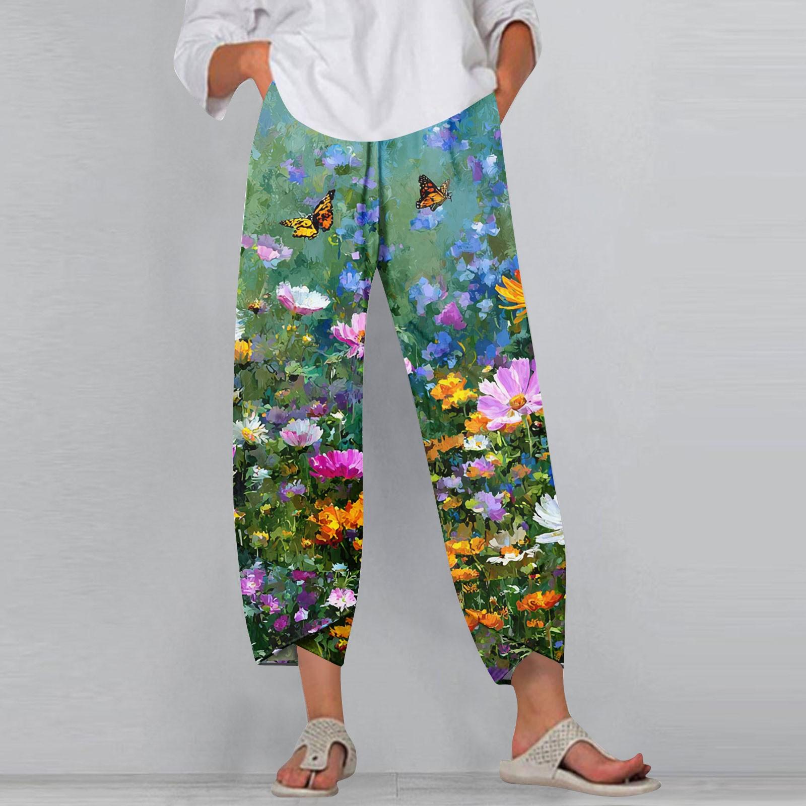 Women s Pants  With Pockets Casual Trousers Pants For Women Summer Casual Wide Leg Elastic Waist Pants With Pockets XXL