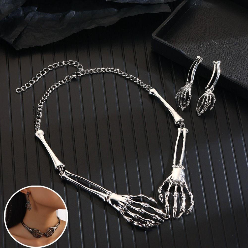 Halloween Choker Earrings Set Hip Hop Chains Punk Necklace Earring Holiday Jewelry