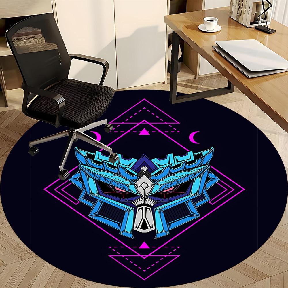 1pc Gundam Series Office Round Area Rug, Indoor Mat Suitable For Office, Under Office Chairs Bedroom Living Room Home Decor, Room Deco