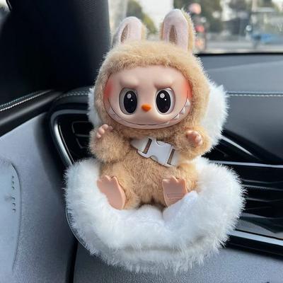 Labubu Carseat 17cm Kawaii Plush Safety Seat Car Air Outlet Decoration Kawaii Anime Doll Car Interior Decor Creative Gifts