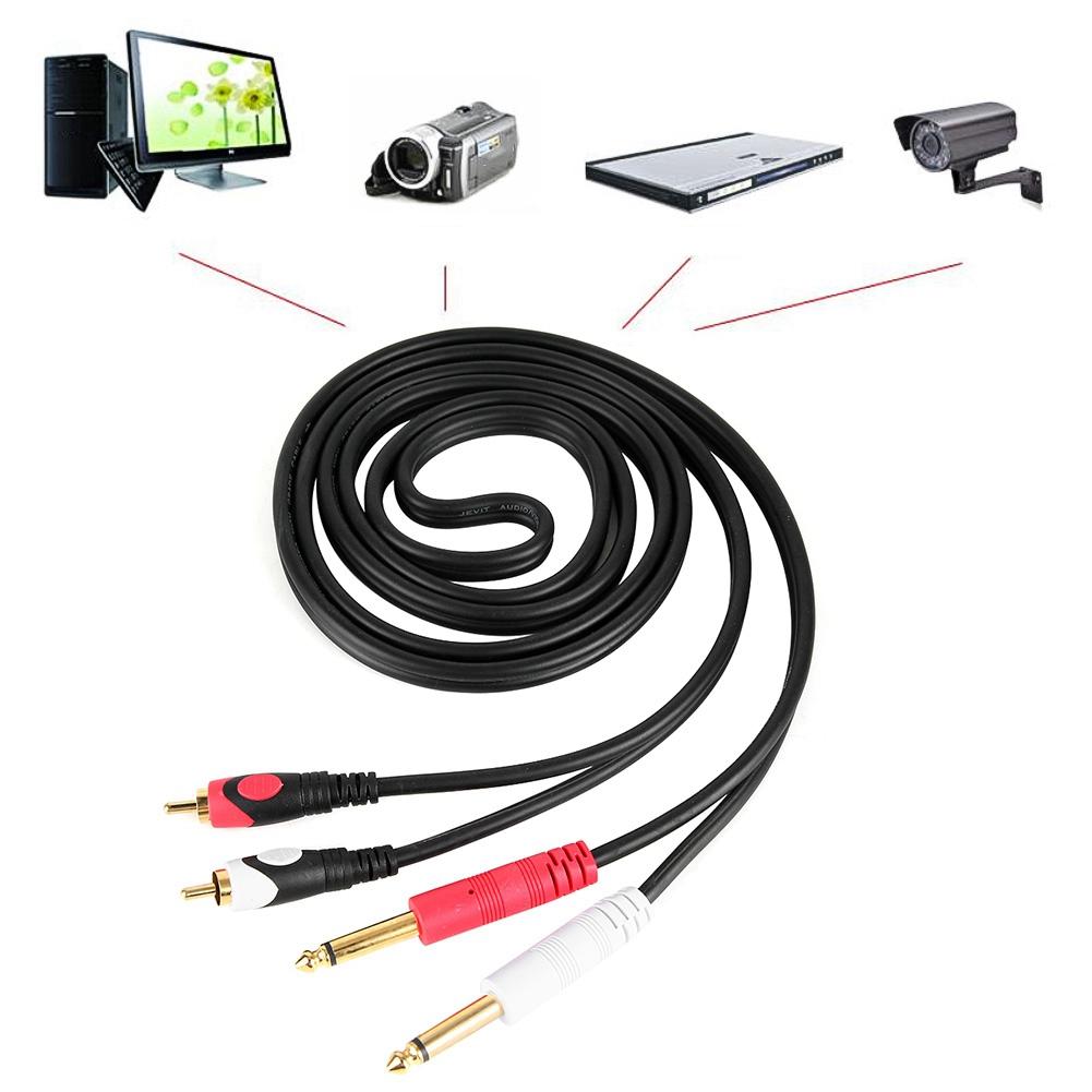 For 2RCA To Double 6.35 Interface Audio Guitar Line Dual Male Jack Cable