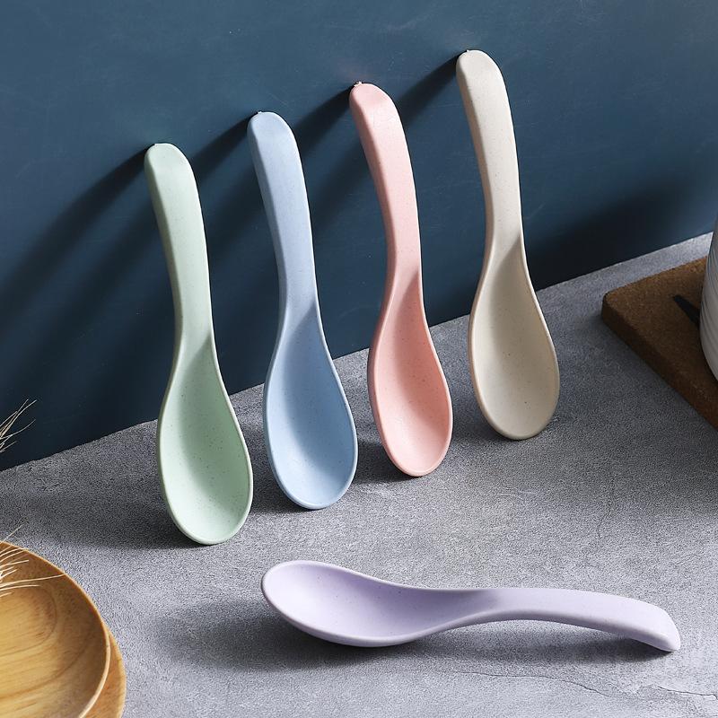 1pcs Stirring Spoon Household Wheat Straw Plastic Color Spoon Household Soup Spoons Cooking Utensils Kitchen Accessories