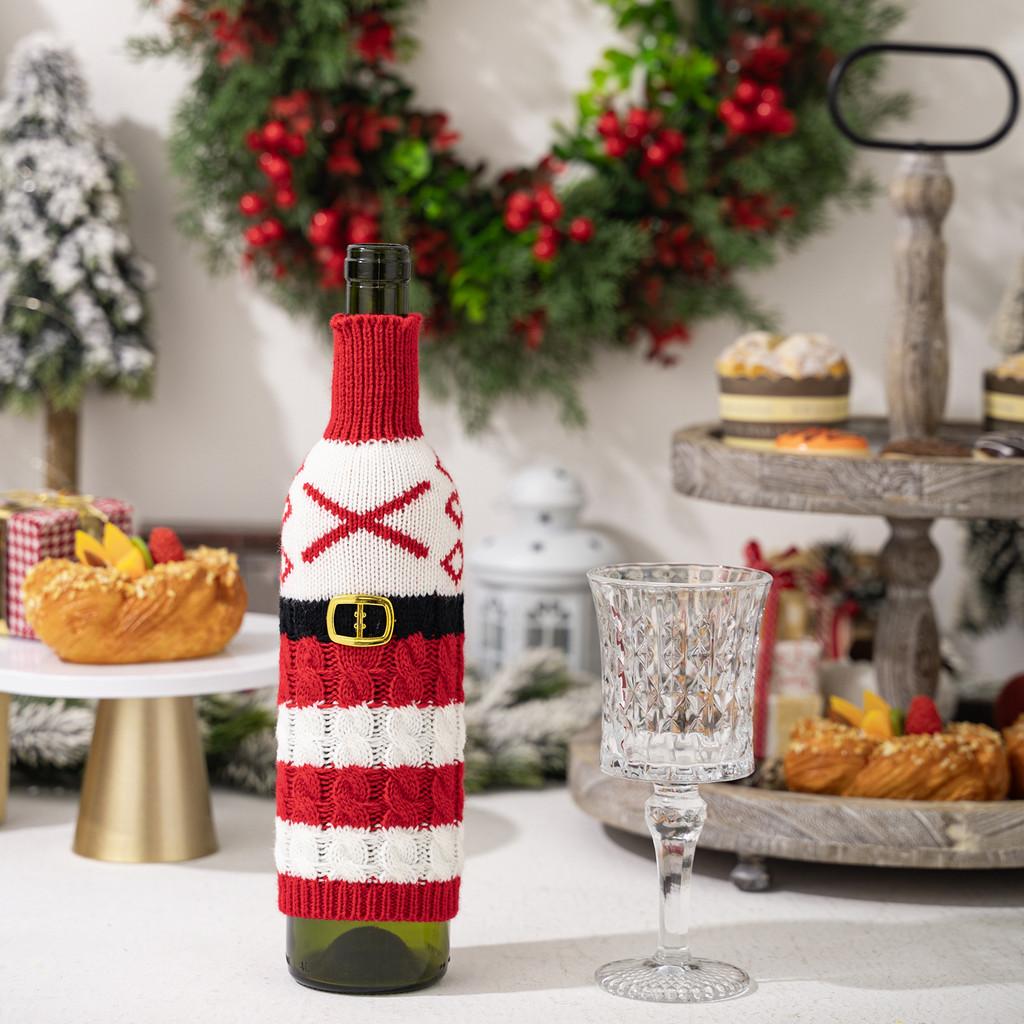Vibrant And Decorative Knitted Letter Wine Bottle Holder For Christmas Parties And Gifts