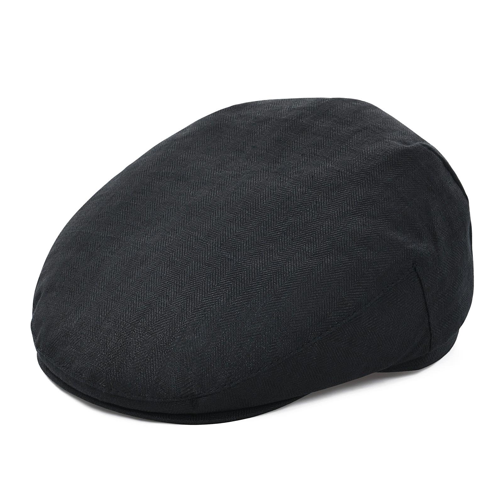 JANGOUL Linen Irish Flat Cap for Men Summer Fitted Newsboy Adjustable Ivy Gatsby Cabbie Driving Hat Breathable 58CM чёрный