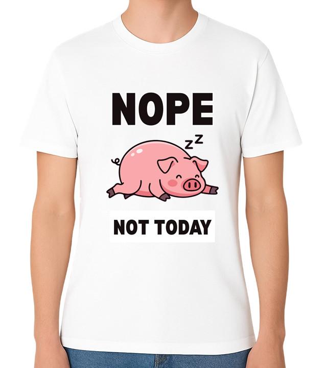 Nope Not Today T-Shirt Funny Sleeping Sleepy Pig Cartoon Unisex Tee S