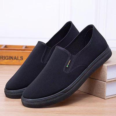 Herren Slip-on Schwarze Rutschfeste Gummisohle Freizeitschuhe - Frühling/Herbst 2026, Atmungsaktiver Alter Pekinger Stoff.