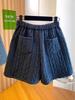 Winter 2025 Women's Grey Wool Cable Knit A-Line Shorts: Stylish, Loose, Slimming, and Versatile Bootcut.