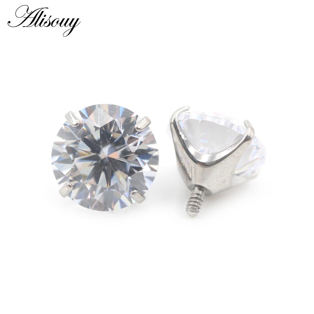 Alisouy 1PC G23 Titanium External Thread Cubic Zircon For Lip Labret Rings Ear Stud Earrings Piercing DIY Body Jewelry Accessory