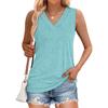 Women's V Neck Sleeveless Loose Fit Casual Solid Color Tank Top For Summer Daily Wear