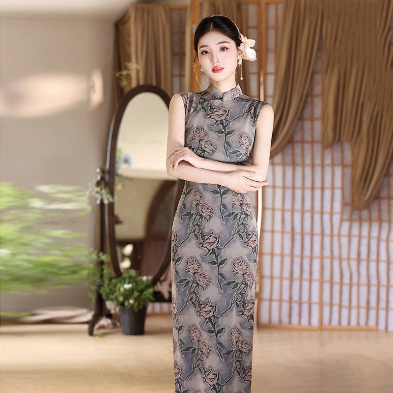 Sleeveless national style new Chinese daily wear Suzhou long cheongsam improved young 1011 new women's high sense