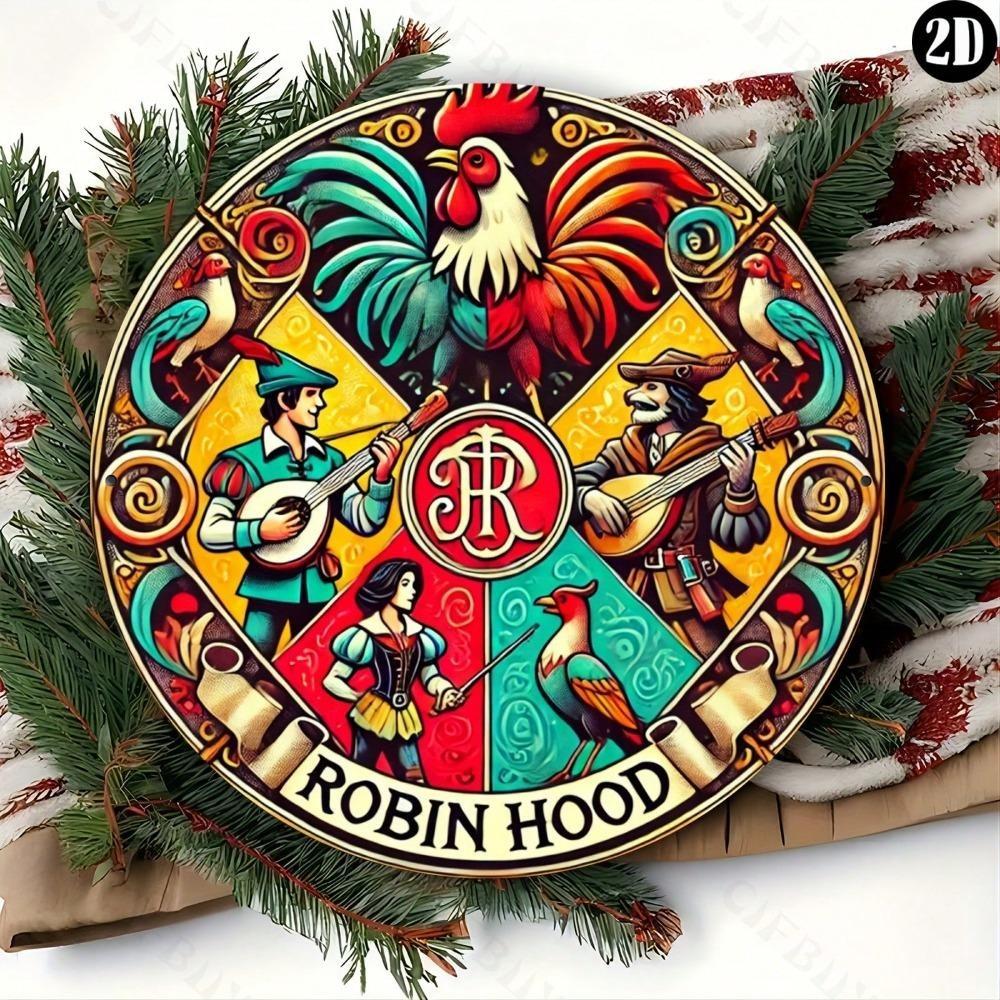 Vintage Robin Hood Metal Wall Art Decorative Aluminum Sign for Home Kitchen Bar Office Easy to Hang 8x8 Inch Wall Decor