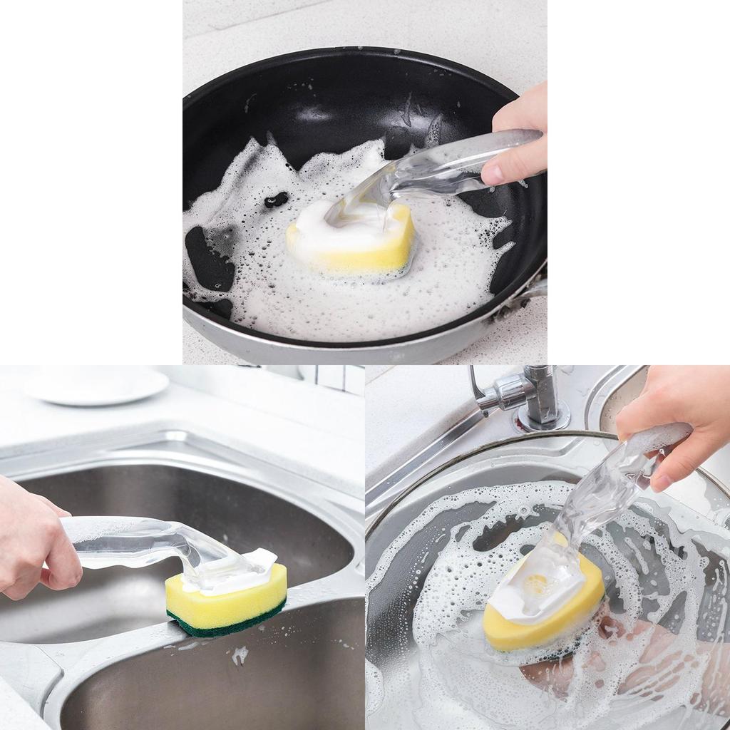 Kitchen Nano Sponge Cleaning Brush With Replacement Heads For Dishwashing And Surface Cleaning