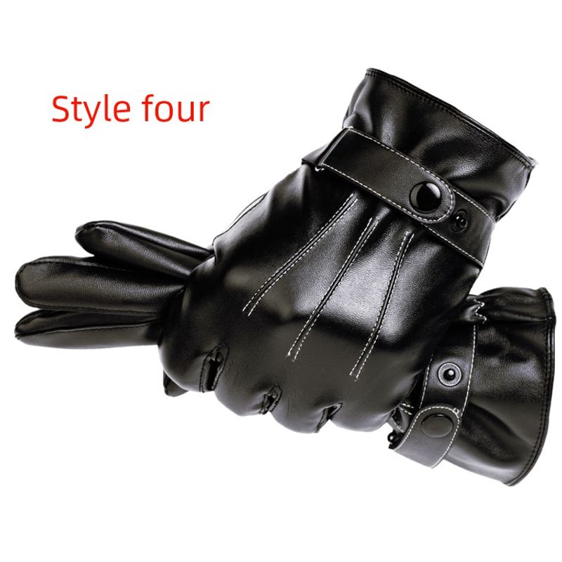 

Кожаные перчатки мужские осенне-зимние тонкие велосипедные мотоциклетные на флисовой подкладке толстые ветрозащитные водонепроницаемые с сенсорным экраном хлопковые перчатки Heattech Men s four All yards