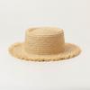 Children's Spring and Summer New Ring Flat Top Edged Big Eaves Lafite Straw Hat Outdoor Beach Travel Sunshade Sun Protection Straw Hat