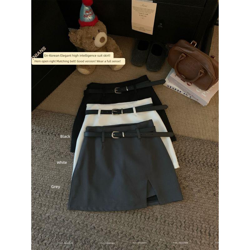 Kumikumi Minimalist Temperament High Waist Suit Skirt Skirt Women's Autumn Easiest for Match High Waist Anti-Exposure Bodycon Dress