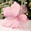 Neue 26CM Künstliche Weihnachtssternblume Pailletten Funkelnde Simulationsblumen Glitzer Weihnachtsglitzerblume Neujahrsfest