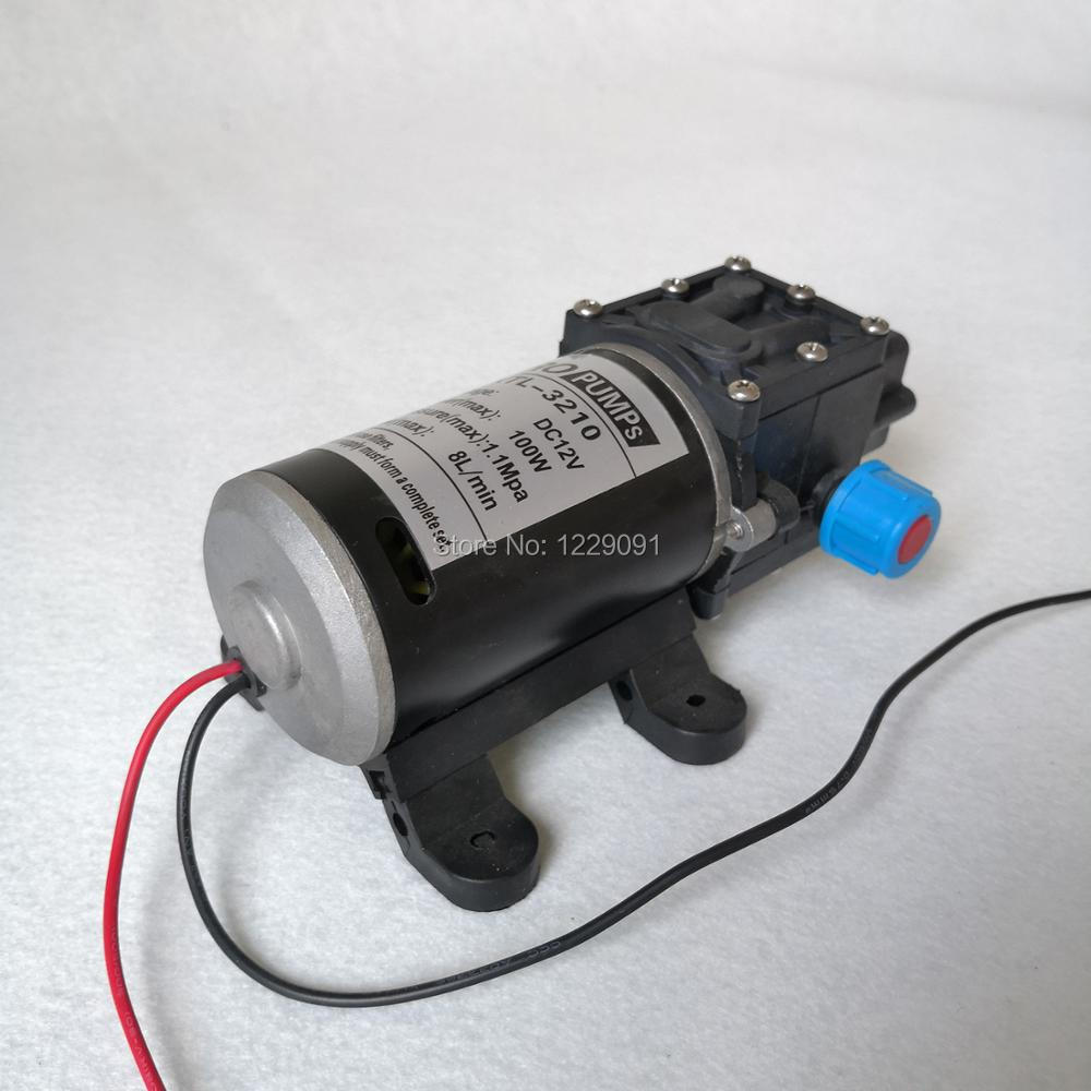 Selbstansaugende Wasserpumpe 100W Membran Hochdruck Klein 12 Volt 24 Volt DC Membran Wasserpumpe 8L/min