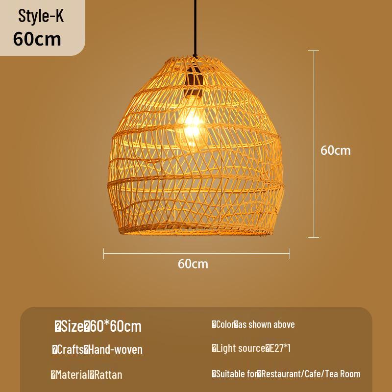 Bamboo Woven Lantern Light for Chinese Restaurant or Teahouse - Rattan Straw Hat Pendant Light