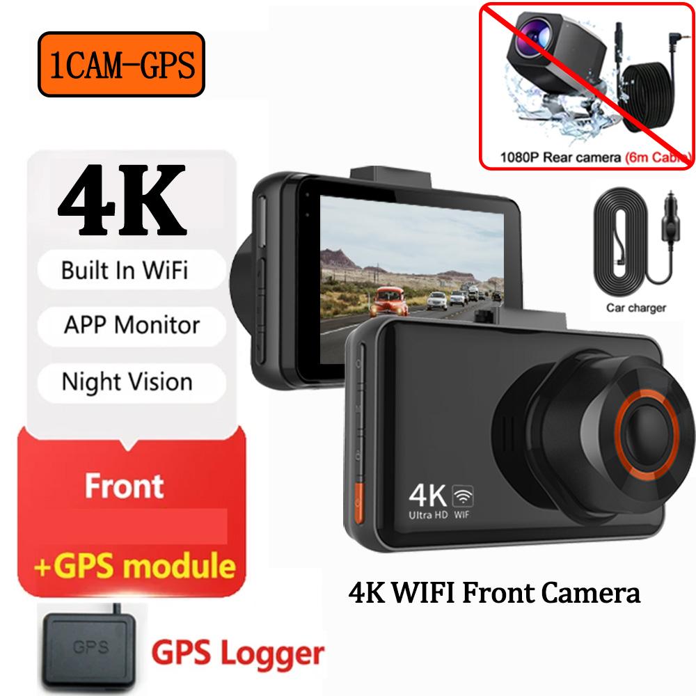 4K Dash Camera for Car GPS Dual Lens Front and Rear view Camera Auto Car Dvr Built-in WIFI dashcam Night Vision Parking Monitor