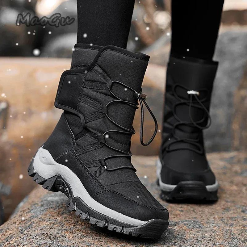 Fashion Women Snow Boots Platform Winter Boots Thick Plush Heels Waterproof Non-slip Boots Fashion Winter Shoes Warm Fur Botas Mujer